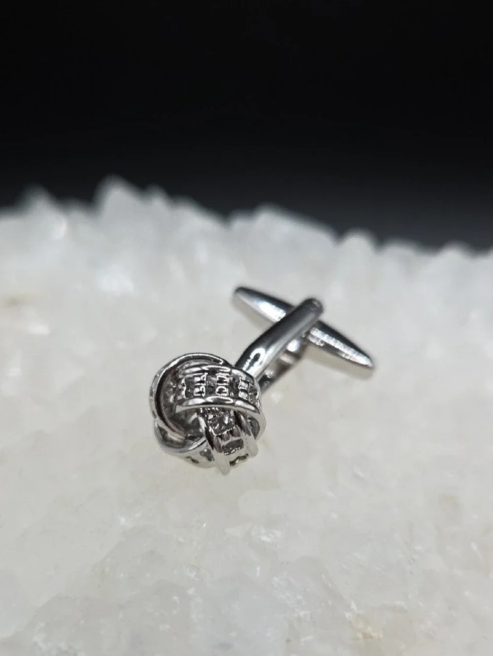 Polished Stainless Steel Knot Cufflinks for Men | Silver Tone